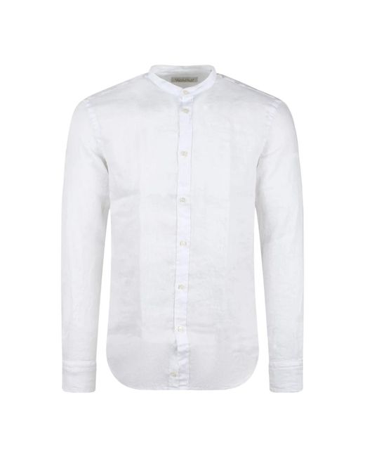 Camicia in lino con colletto alla cinese di Brian Dales in White da Uomo