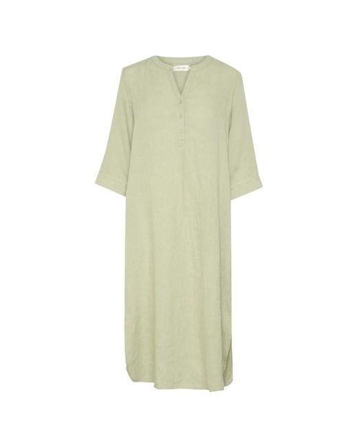 Cream Kleedjes ,Groen ,Linnen Linnen Caftan Jurk in het Green