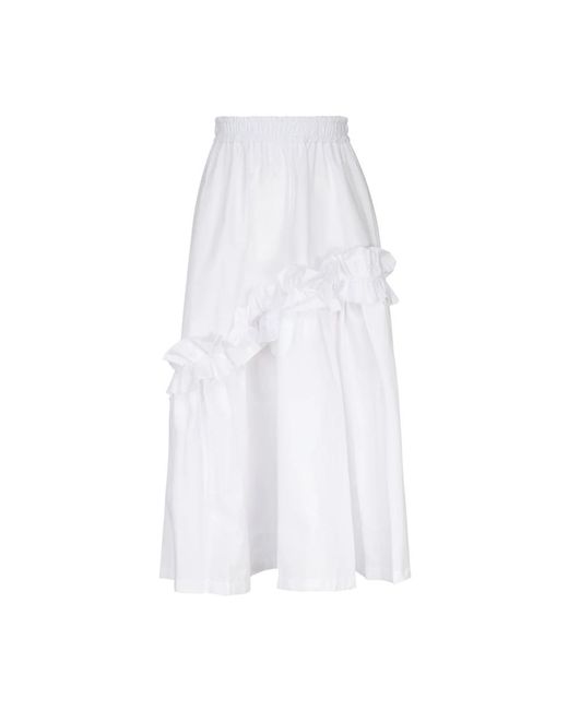 Falda midi blanca con detalle rizado Mariuccia Milano de color White