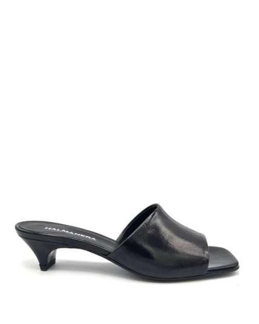 Halmanera Black Heeled Mules
