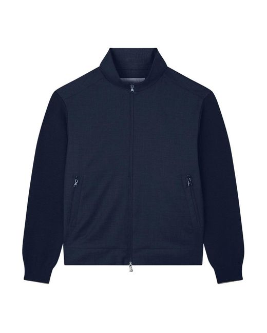 Paul & Shark Hoodies & Sweatvesten ,Blauw ,Wol Hybrid Riviera Merino Cardigan in het Blue voor heren