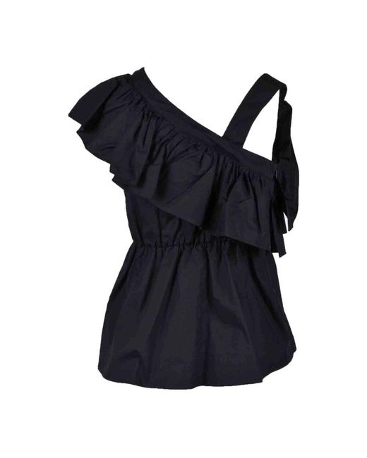 WEILI ZHENG Black Baumwolltop