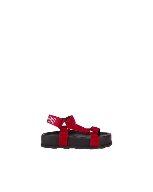 Moschino Red Flat Sandals