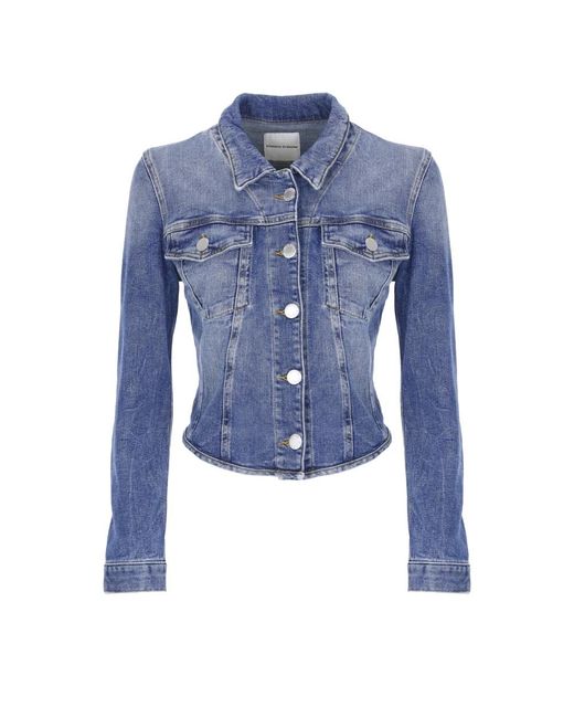 Pinko Blue Blaue Jeansjacke Mit Kragen