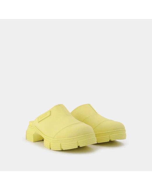 Ganni Yellow Recycled Rubber Retro Mules