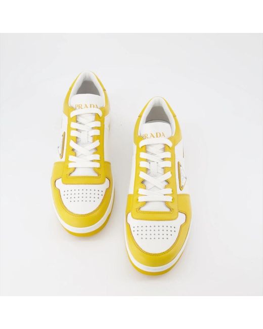 Prada Leder-sneaker mit schnürung in Yellow für Herren