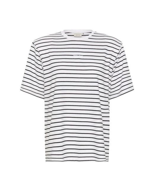 Gestuz Tops ,Wit ,Gestreepte Tee Top Wit Zwart Streep in het Blue