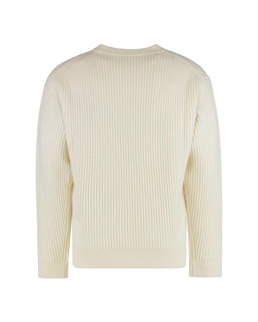 Maison Kitsuné White Round-Neck Knitwear for men