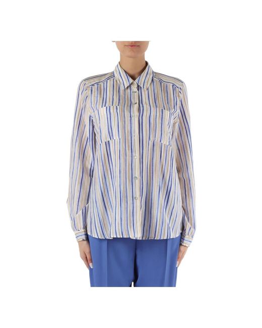 Camisa de seda y algodón con cuello clásico Marella de color Blue