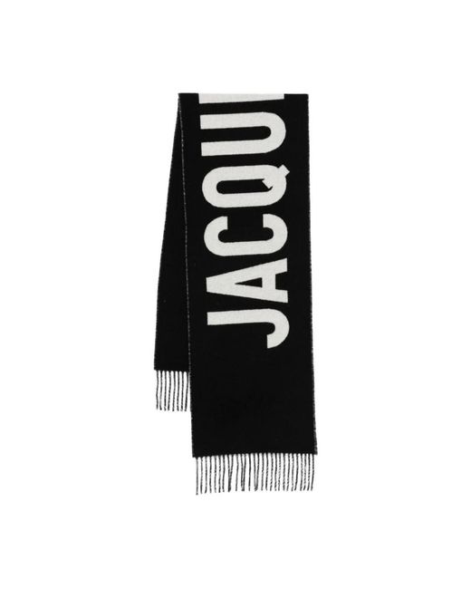 Jacquemus Black Scarf With Embroidered Logo