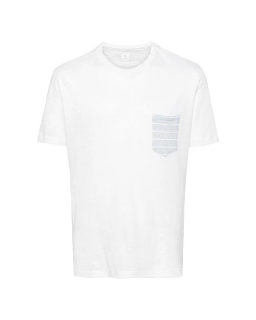 Magliette con tasca petto in lino di Eleventy in White da Uomo