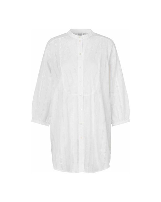 Camisa oversize femenina con mangas 3⁄4 Masai de color White