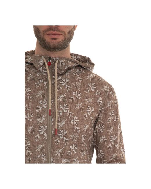 Kiton Blumige zip-hoodie in Brown für Herren