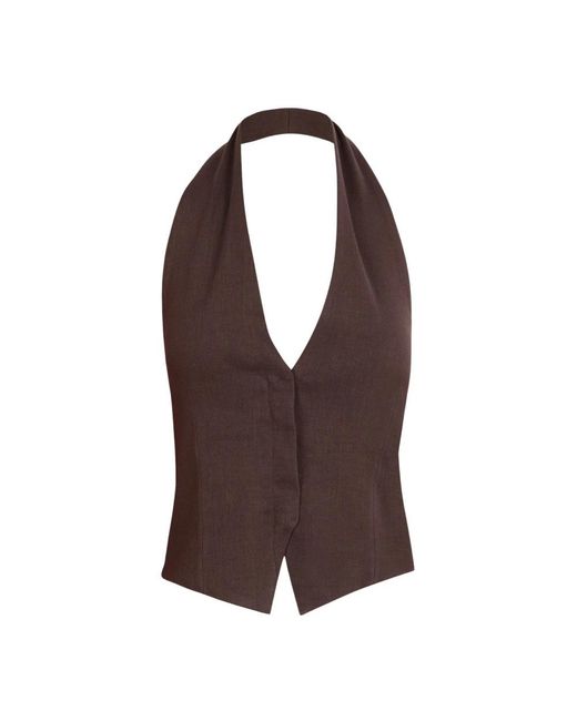 Cortana Brown Sleeveless Tops