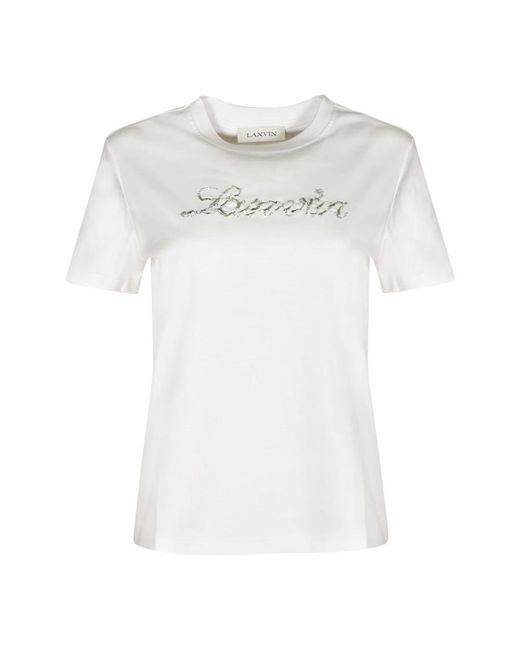 Lanvin Tops ,Wit ,Katoen Stijlvolle T-Shirts En Polo's in het White