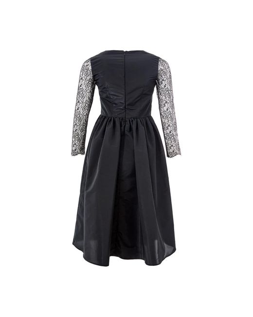 Lardini Black Schwarzes langes kleid mit spitzen-details