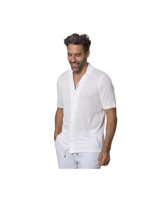 Gran Sasso Weiße leinen kurzarmhemd in White für Herren