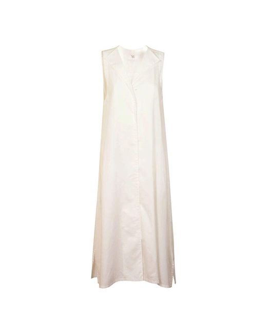 Yohji Yamamoto White Weiße Baumwoll A-Linie Kleid
