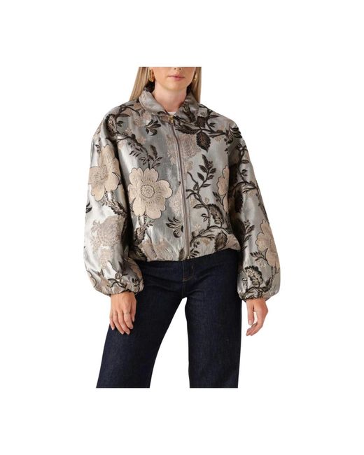 Notre-v Jassen ,Veelkleurig ,Polyester Stijlvolle Grijze Jas Voor Vrouwen in het Black