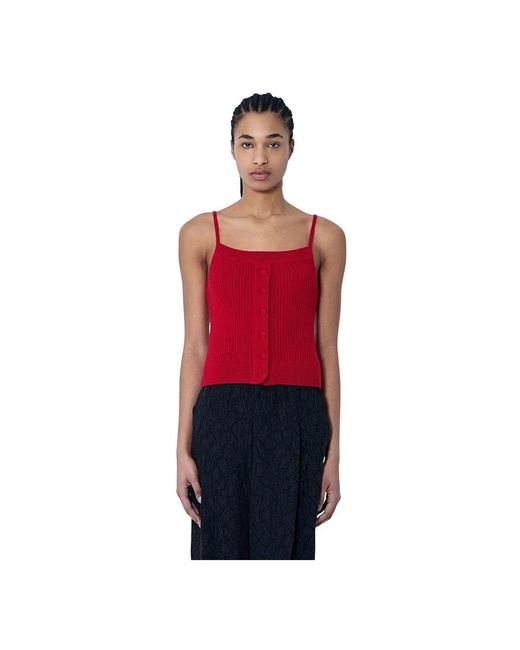 Sleeveless Tops Dries Van Noten de color Red