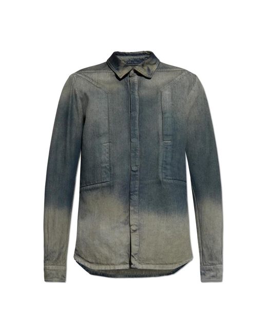 Rick Owens Fogpocket Denim Shirt in het Gray voor heren