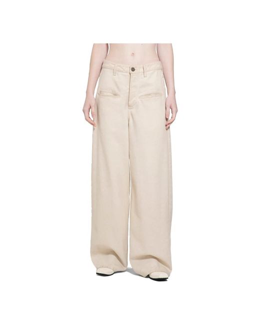 Pantalones anchos offwhite con cinturón Uma Wang de color Natural
