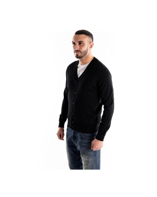 Paolo Pecora Truien & Vesten ,Blauw ,Wol Virgin Wool Cardigan in het Black voor heren