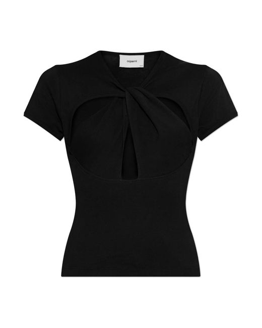 Coperni Tops ,Zwart ,Katoen T-Shirt Met Decoratieve Uitsparingen in het Black