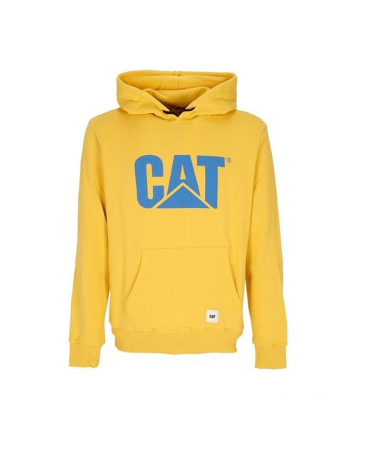 Caterpillar Hoodies & Sweatvesten ,Geel ,Katoen Gele Logo Hoodie Met Kat in het Yellow voor heren