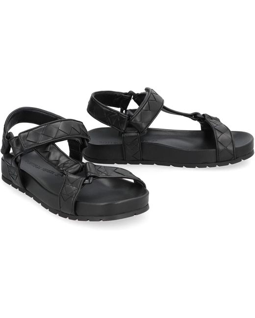 Bottega Veneta Black Flat Sandals