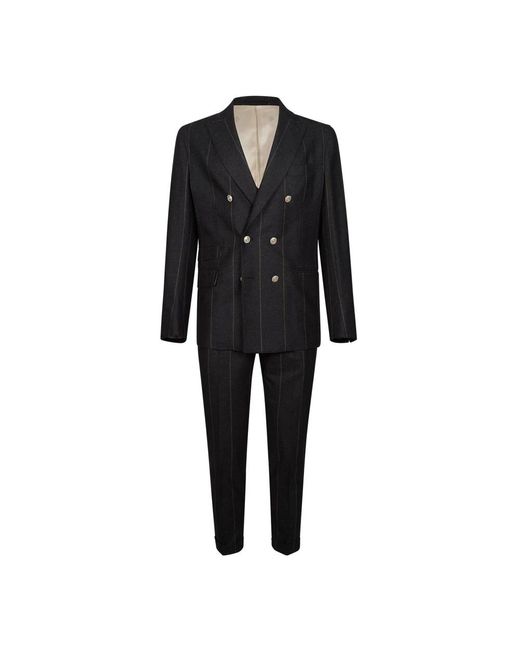 Eleventy Double Breasted Suits in het Black voor heren