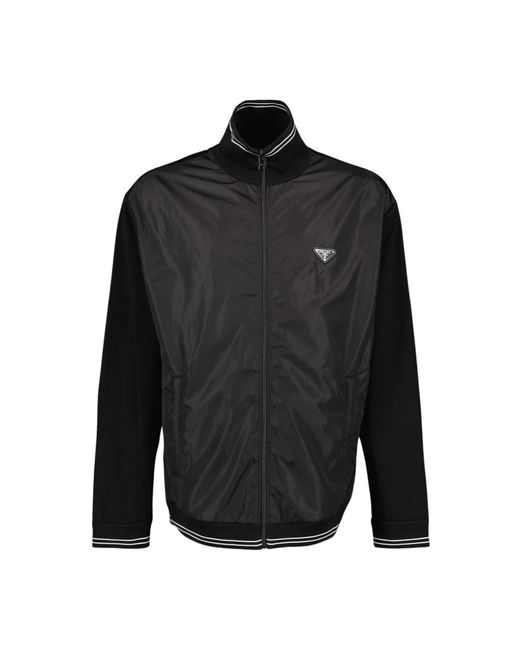 Prada Jassen ,Zwart ,Nylon Re-Nylon Windbreaker Jacket in het Black voor heren