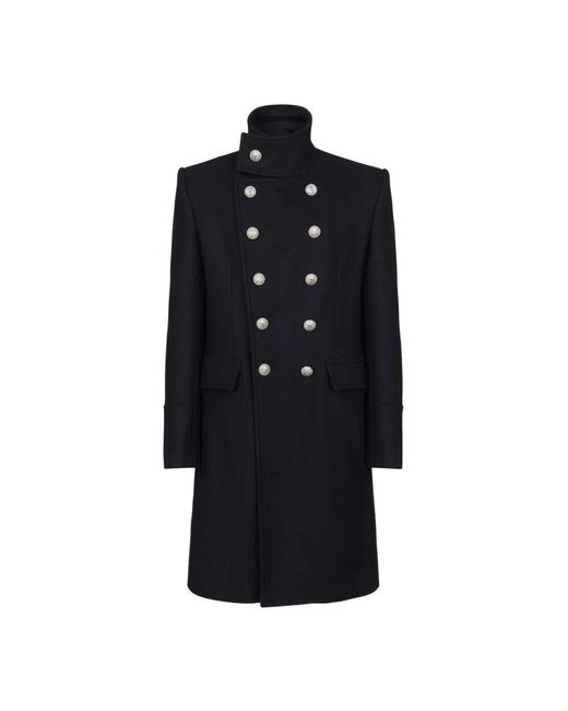 Balmain Militärstil Mantel in Blue für Herren