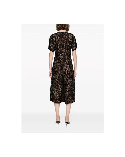 Michael Kors Black Cheetah Lace Midi Dress