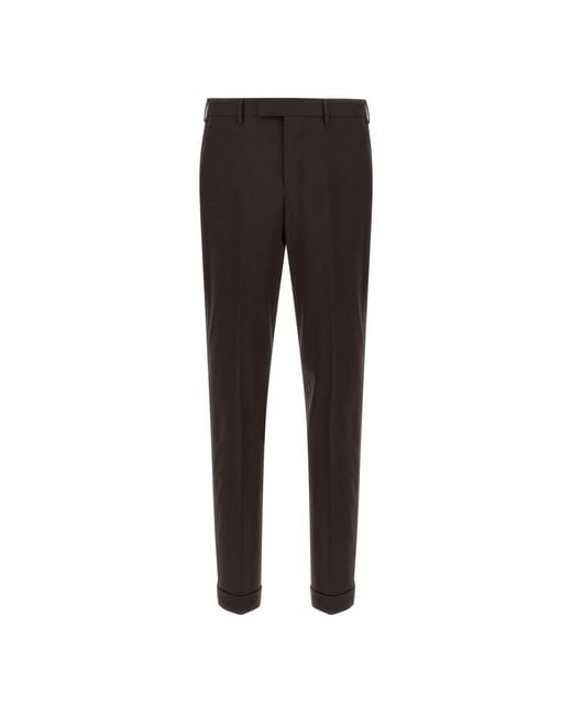 PT Torino Brown Slim-Fit Trousers for men