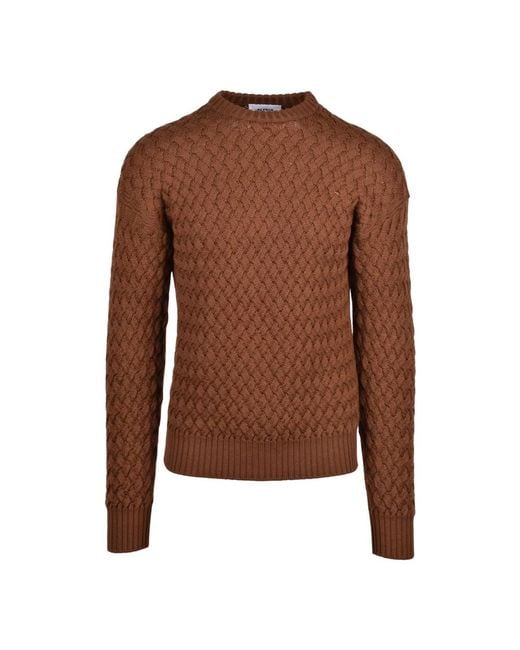 Alpha Studio Brown Round-Neck Knitwear for men