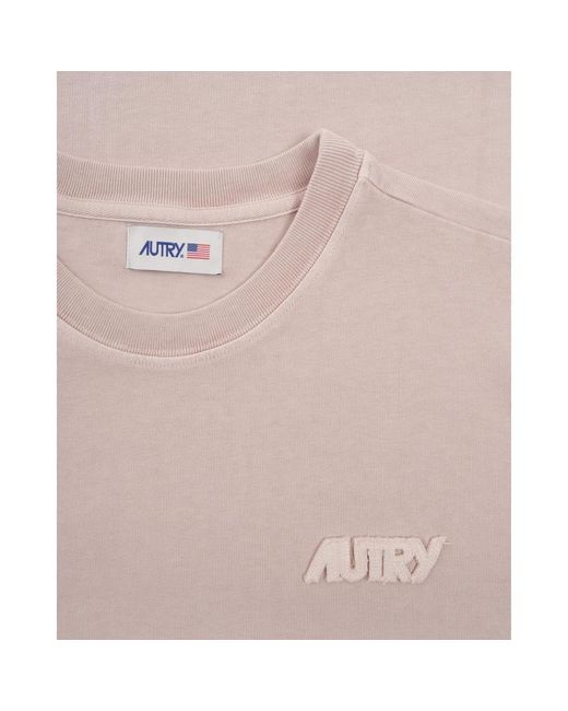 Autry Stilvolles geripptes halsbündchen t-shirt in Pink für Herren