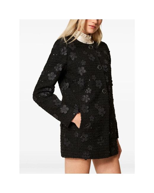 Twinset Black Single-Breasted Coats