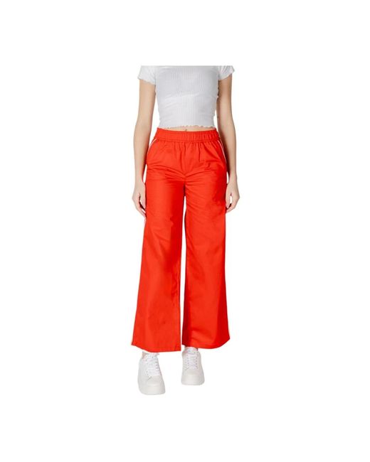 ONLY Red Rote Baumwoll Wideleg Hose Casual Stil