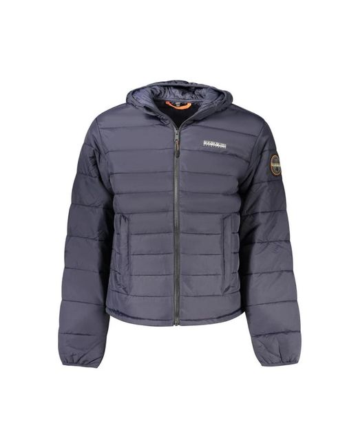 Napapijri Jassen ,Blauw ,Polyamide Jas Met Rits En Capuchon in het Blue voor heren
