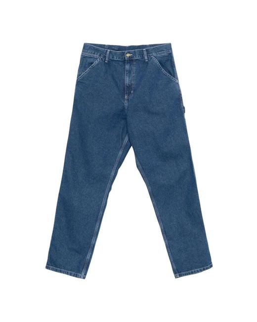 Carhartt Blue Straight Fit Jeans for men