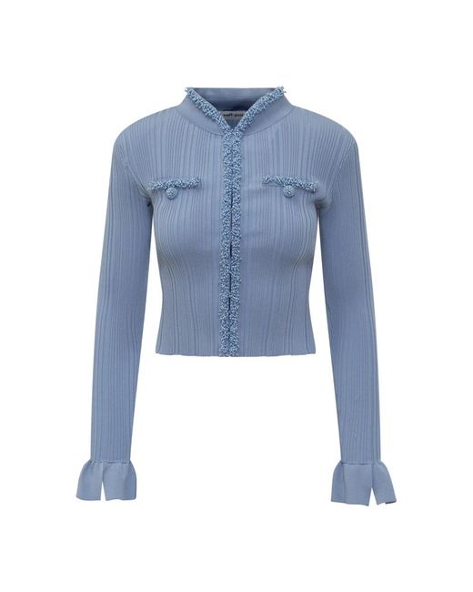 Self-Portrait Truien & Vesten ,Blauw ,Polyester Pearl Cardigan in het Blue