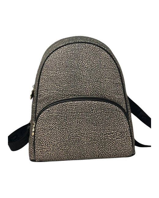 Borbonese Tassen ,Grijs ,Nylon Stijlvolle Middelgrote Rugzak in het Gray