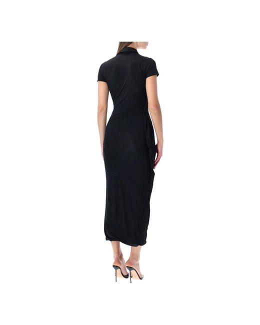 OTTOLINGER Kleedjes ,Zwart ,Twisted Polo Midi Jurk in het Black