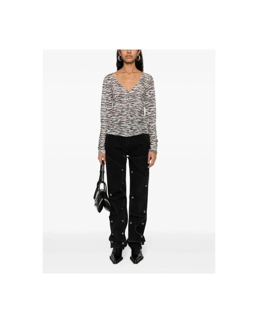 Patrizia Pepe Black Zebra print langarm t-shirt