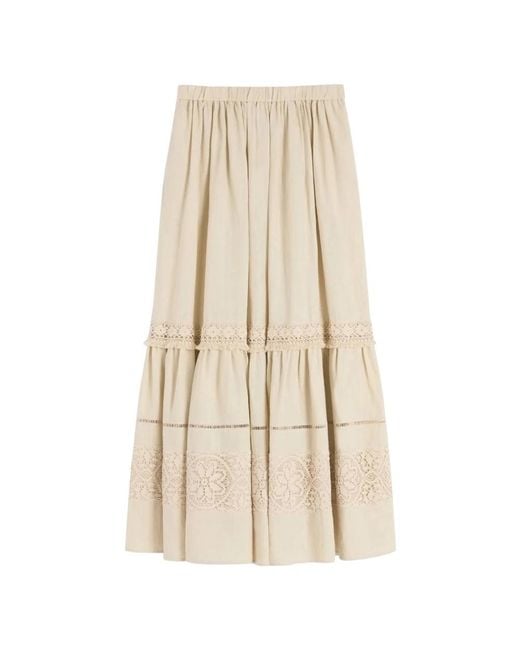 Max Mara Rokken ,Midi Rok in het Natural