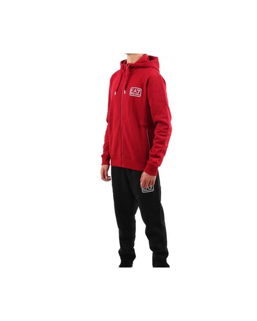 EA7 Fitness ,Rood ,Katoen Sportieve Trainingspak Set in het Red voor heren