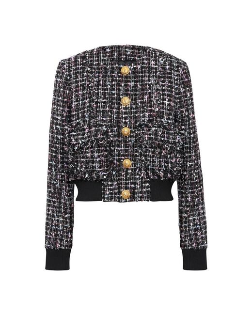 Tweed Jackets Balmain de color Black