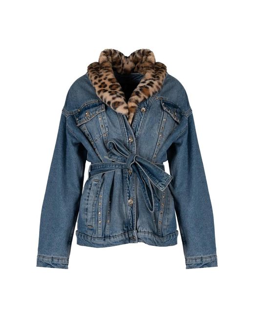 Liu Jo Jassen ,Blauw ,Katoen Elegante Jas Met Ceintuur in het Blue