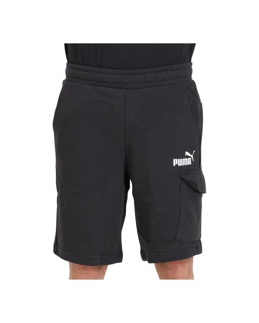 PUMA Schwarze logo print cargo shorts in Black für Herren